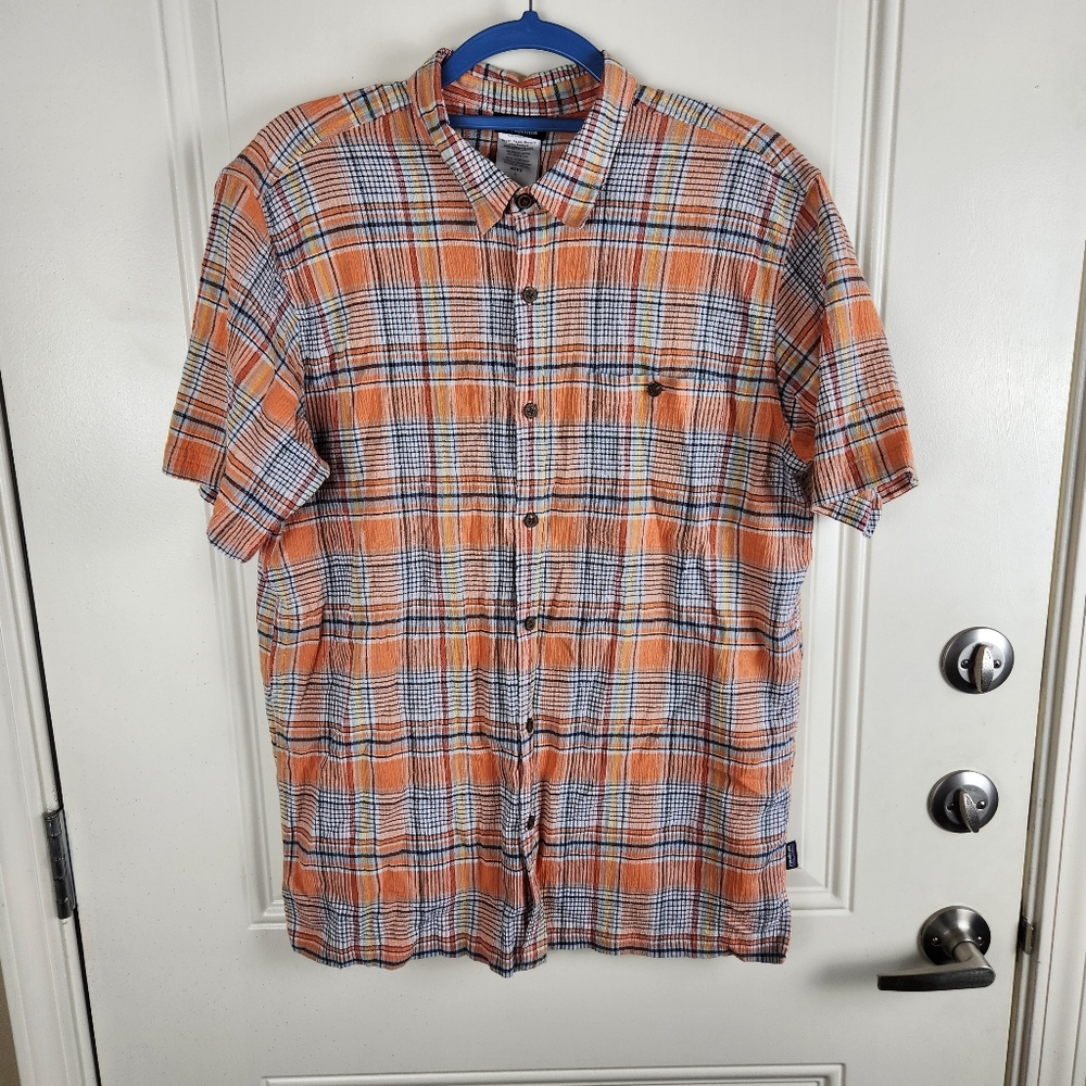 Patagonia AC Shirt L Large Men's Button Up Organic Cotton Plaid Short Sleeve